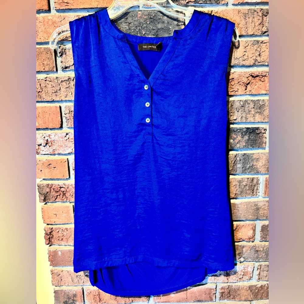 The Limited Sleeveless Cap Sleeve Top Royal Blue Size Large